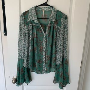 Free People Flowy Button Up Blouse